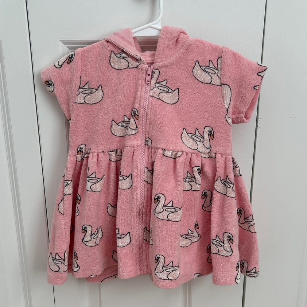 Pink Hooded Beach Cover Up Dress